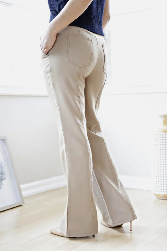 Petite High Waisted Bootcut Pants (Khaki)