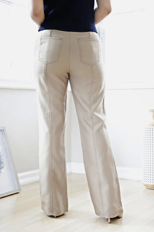 Petite High Waisted Bootcut Pants (Khaki)