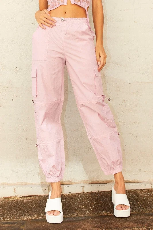 Pink Cargo Parachute Pants