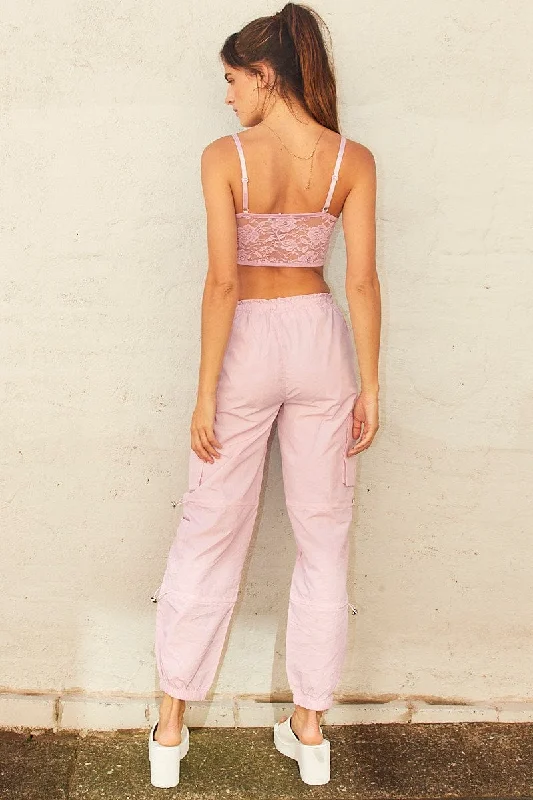 Pink Cargo Parachute Pants