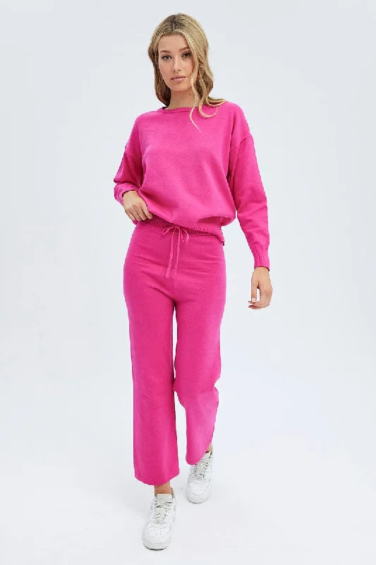 Pink Knit Lounge Pants