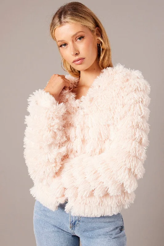 Pink Shag Faux Fur Jacket