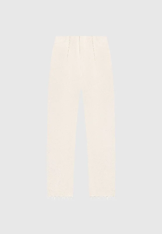 Pleated Boyfriend Jeans - Cream