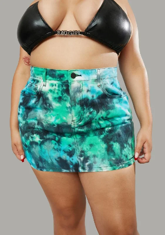 Plus Treasure Island Tie Dye Mini Skirt