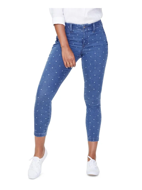 Plus Womens Ankle Polka Dot Skinny Jeans