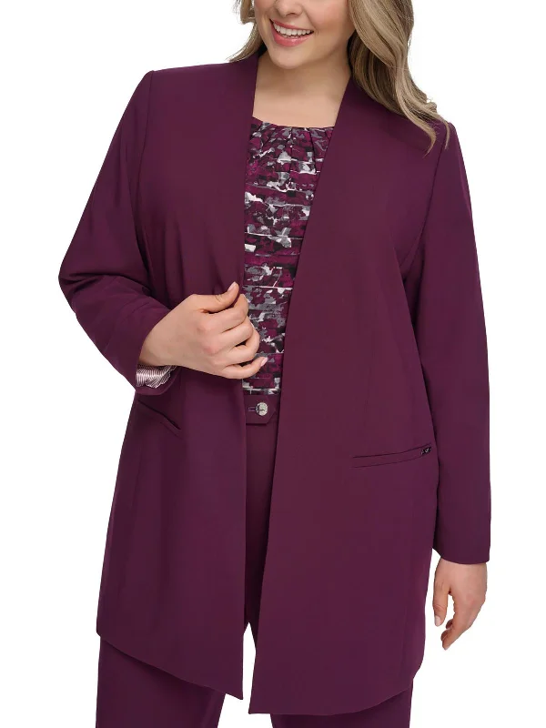 Plus    Womens Topper Business Open-Front Blazer