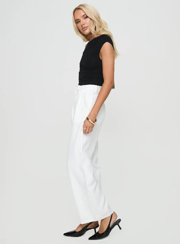 Jazzar Pocket Detail Pleated Pant White