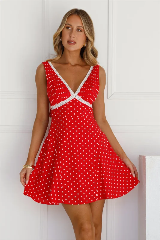 Polka Dot Perfection Mini Dress Red