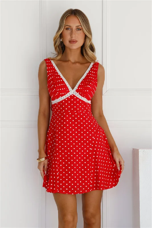 Polka Dot Perfection Mini Dress Red