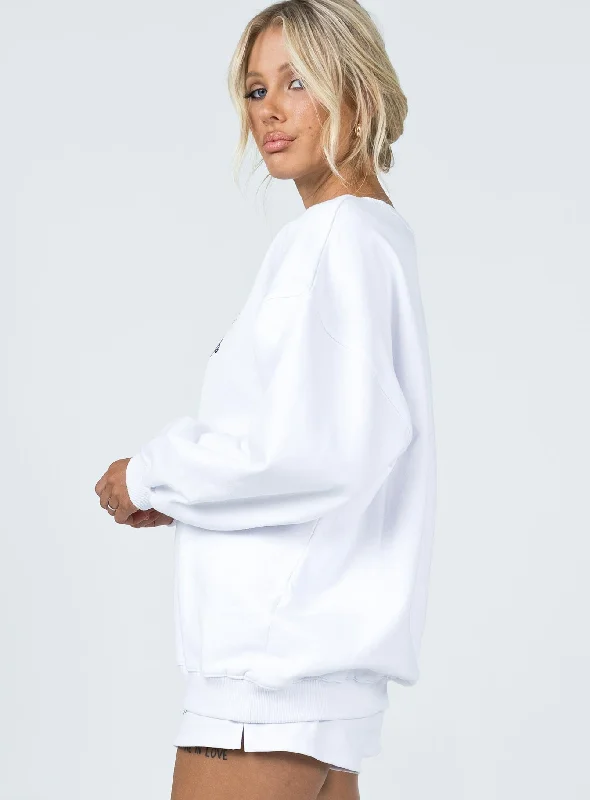 Princess Polly Yasmin Crew Neck Sweatshirt White