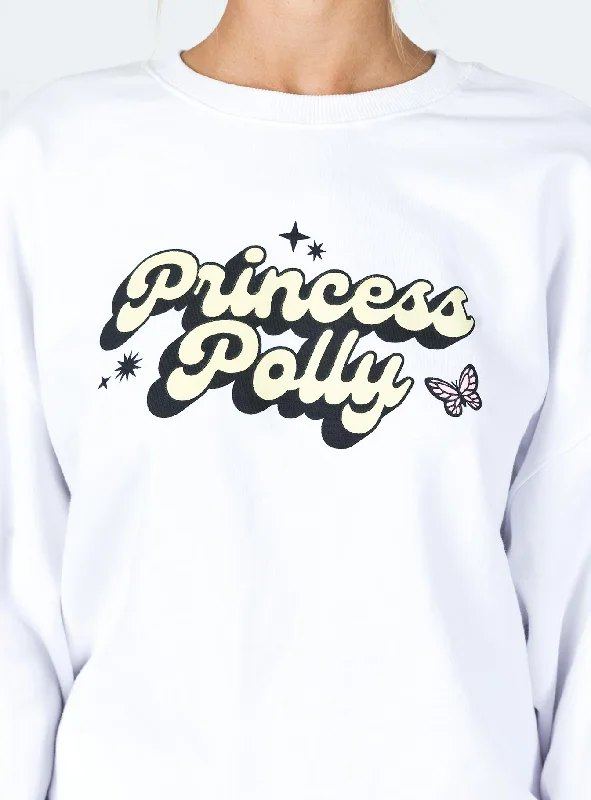 Princess Polly Yasmin Crew Neck Sweatshirt White