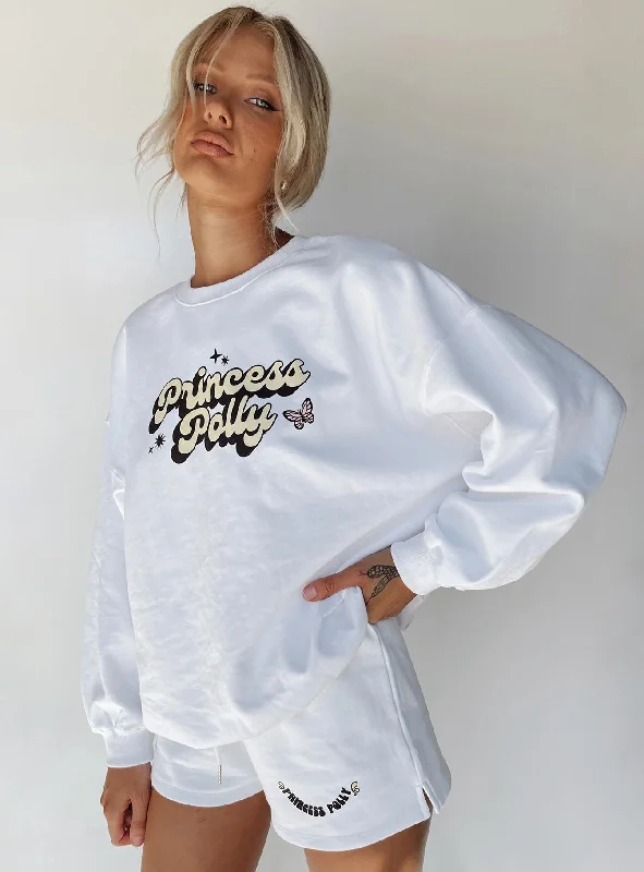 Princess Polly Yasmin Crew Neck Sweatshirt White