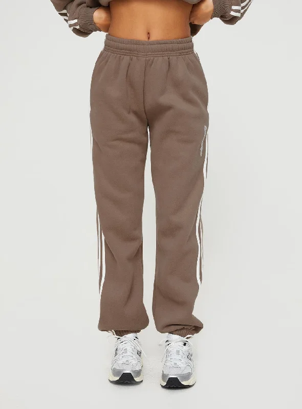 Princess Polly Track Pants Stripe Taupe / White