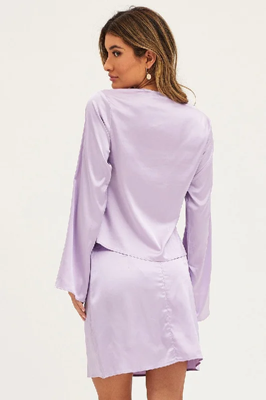 Purple Satin Jacket Long Sleeve