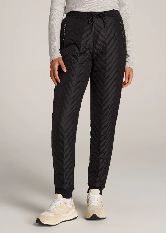 Quilted Extra-Long Joggers for Tall Women in Black