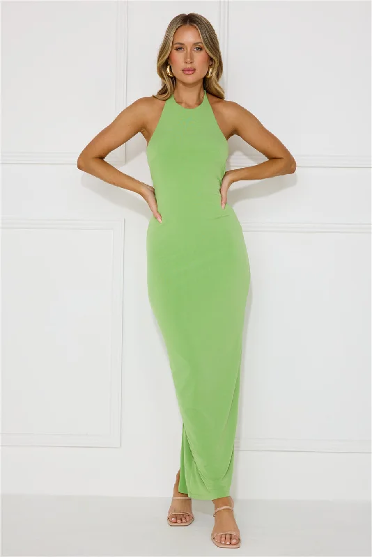 Rainforest Retreat Halter Maxi Dress Green