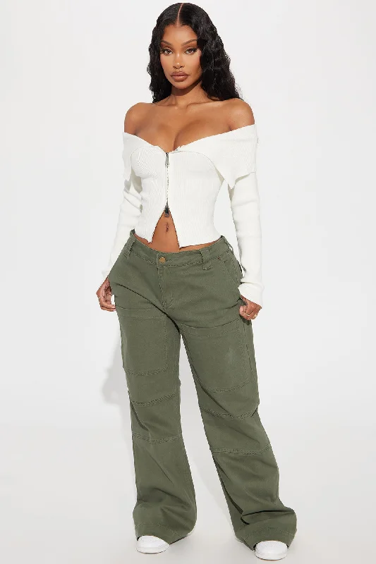 Rebecca Wide Leg Cargo Pant - Olive