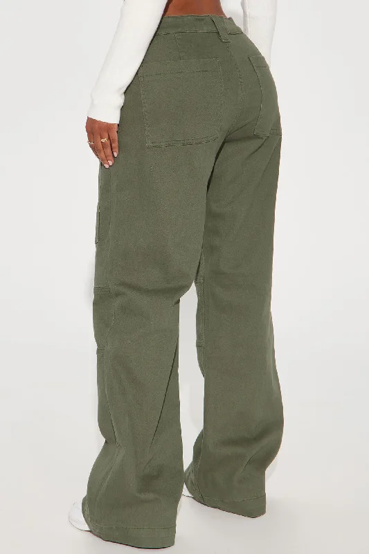 Rebecca Wide Leg Cargo Pant - Olive