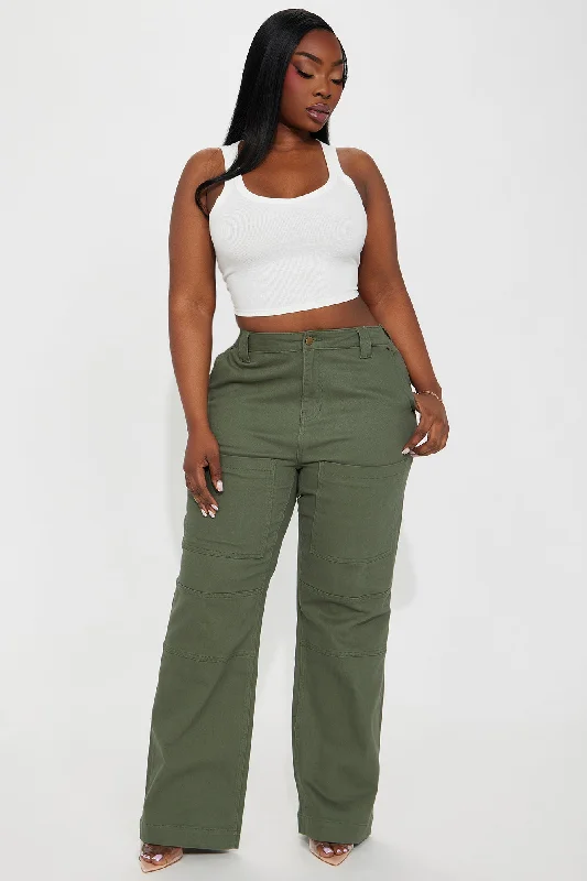 Rebecca Wide Leg Cargo Pant - Olive