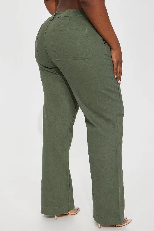 Rebecca Wide Leg Cargo Pant - Olive