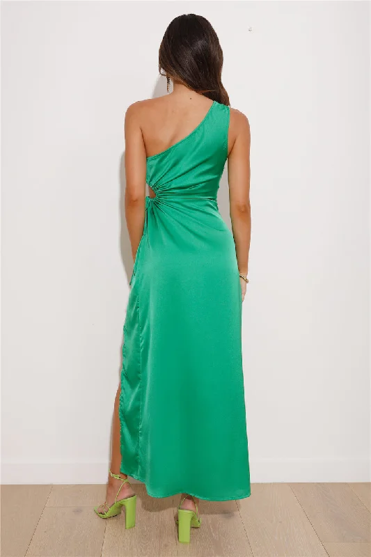 Receiving Invites Satin Maxi Dress Green