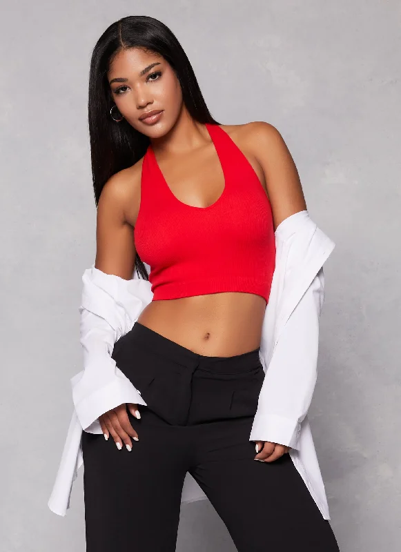 Seamless Halter Neck Crop Top