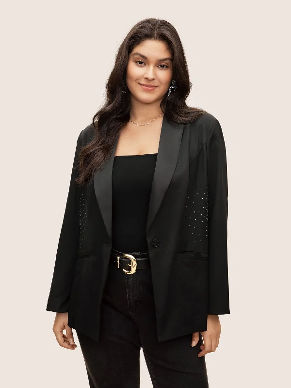 Rhinestone Detail Patched Pocket Button Up Blazer