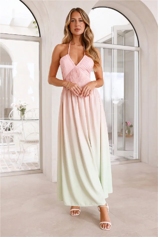 Rising Sun Halter Maxi Dress Green