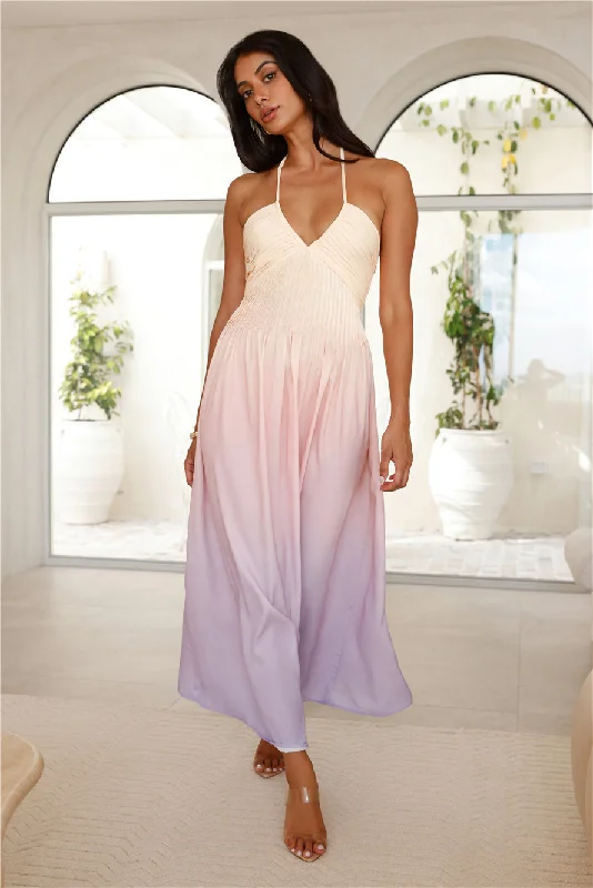 Rising Sun Halter Maxi Dress Purple