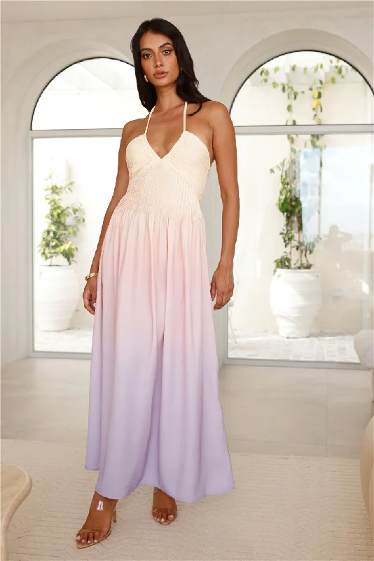 Rising Sun Halter Maxi Dress Purple