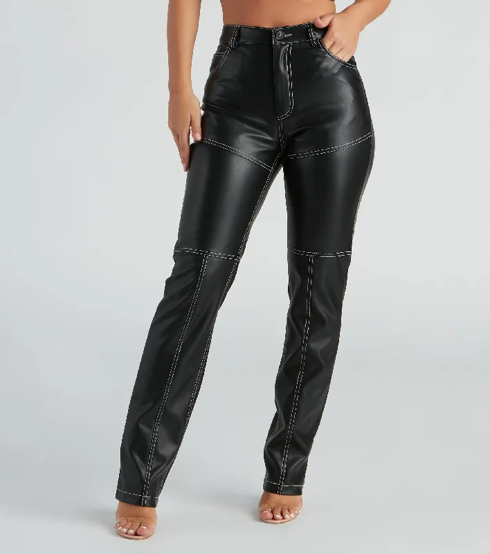 Rock Of Ages Faux Leather Straight-Leg Pants