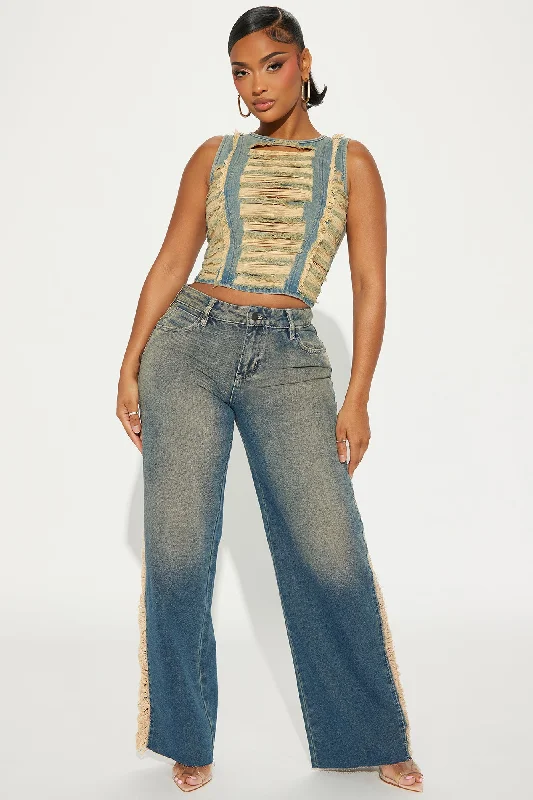 Roxanne Tinted Wide Leg Jeans - Dark Wash