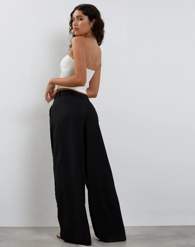 Salisu Wide Leg Trouser in Tailoring Black