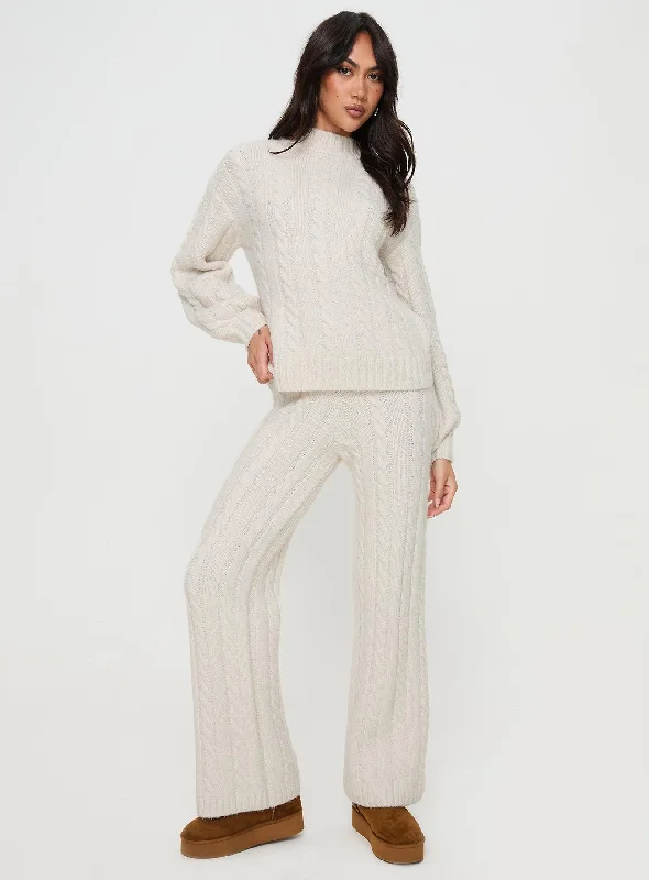 Sharif Cable Knit Sweater Beige