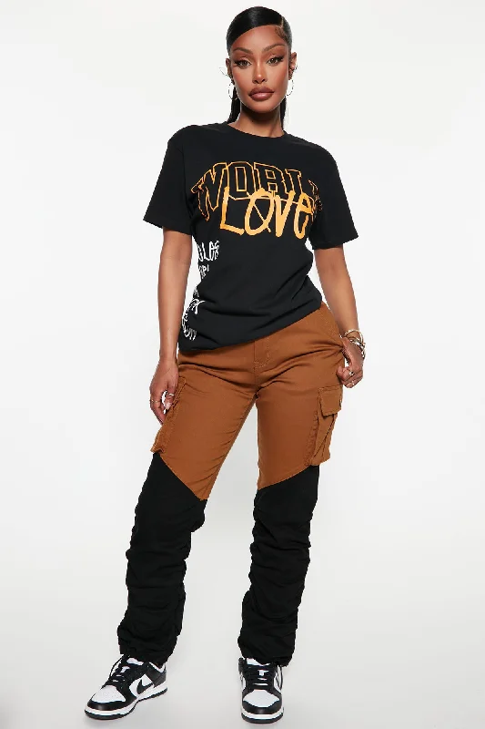 She's In Charge Colorblock Cargo Pant - Cognac