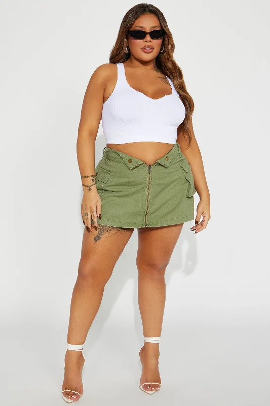 Show You Around Foldover Skort - Olive