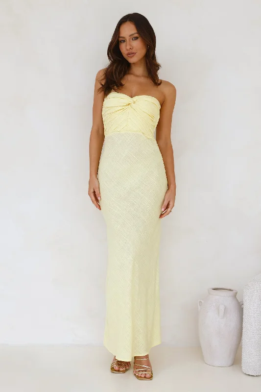 Slow Days Strapless Maxi Dress Yellow