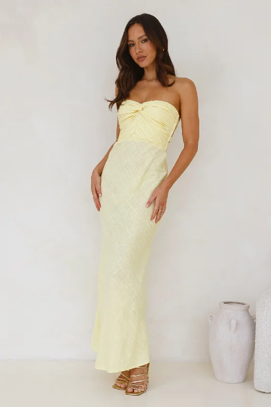 Slow Days Strapless Maxi Dress Yellow