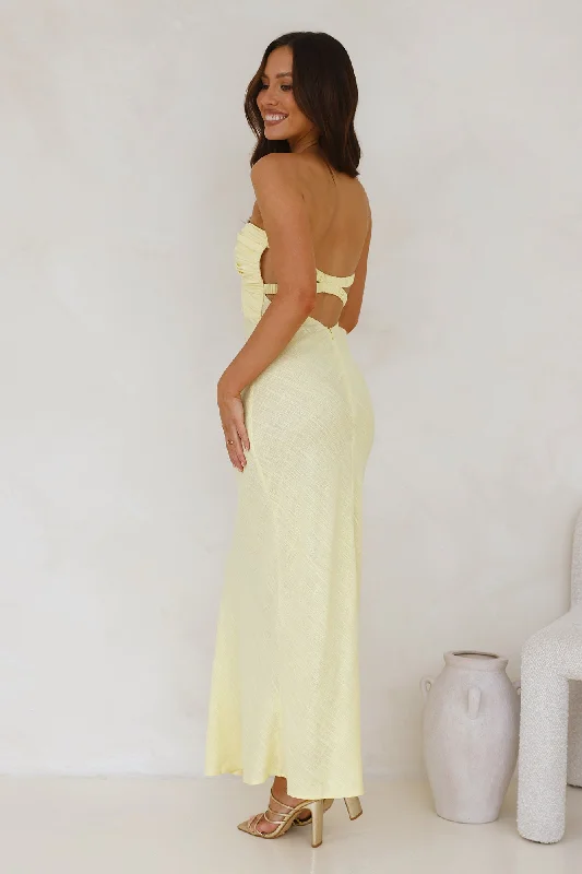 Slow Days Strapless Maxi Dress Yellow