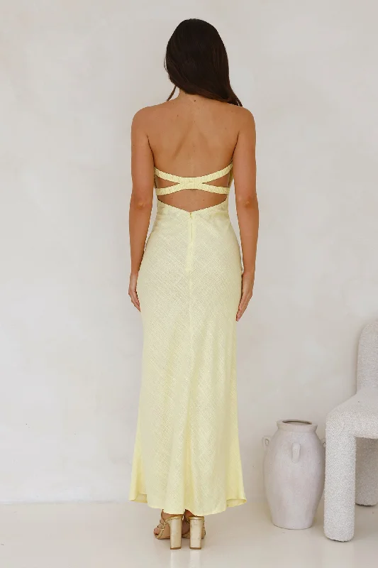 Slow Days Strapless Maxi Dress Yellow