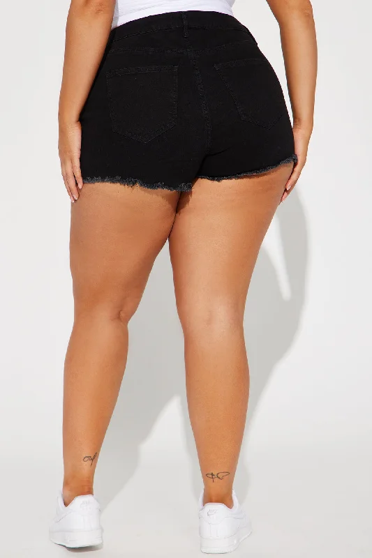 Spellbound Low Rise Stretch Denim Shorts - Black