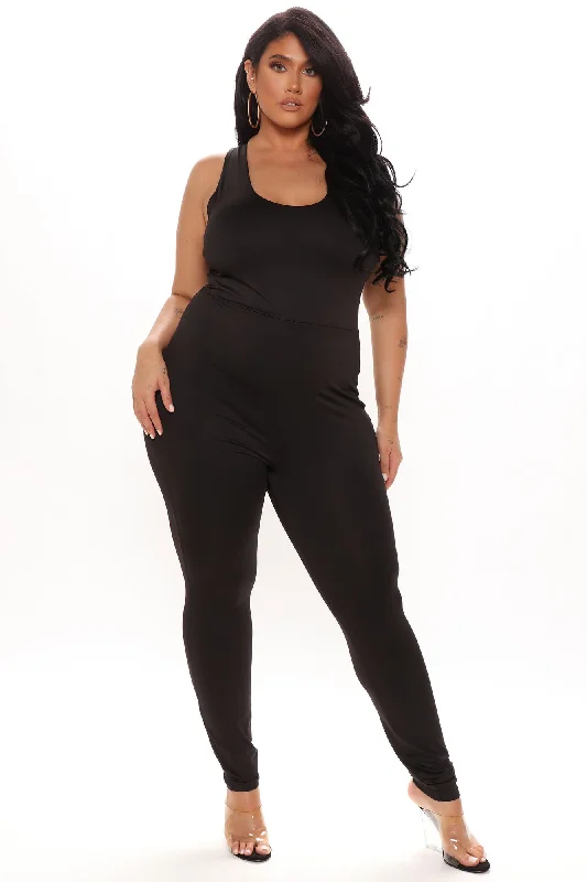 Spot Me In The Stands Lounge Jumpsuit - Black/Lime