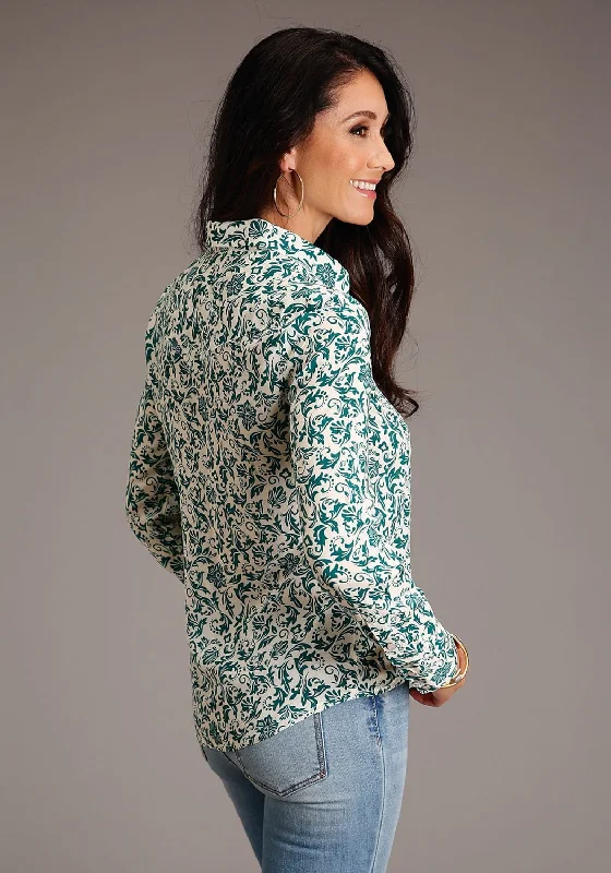 Stetson Womens Floral Print Jade 100% Rayon L/S Shirt