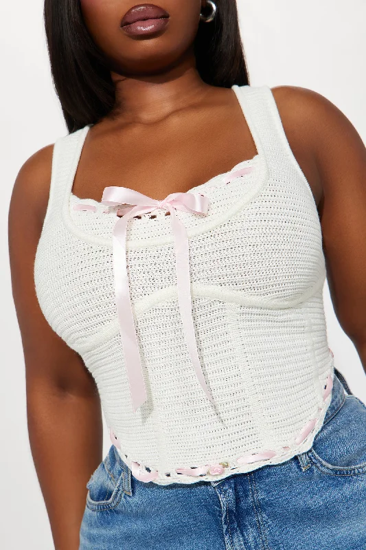 Sweet Love Crochet Sweater Top - Ivory/combo