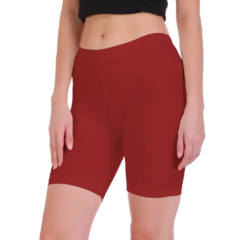 T.T. Pearl Women 100% Cotton Multipurpose Shorts Pack Of 2 Maroon & C. Brown