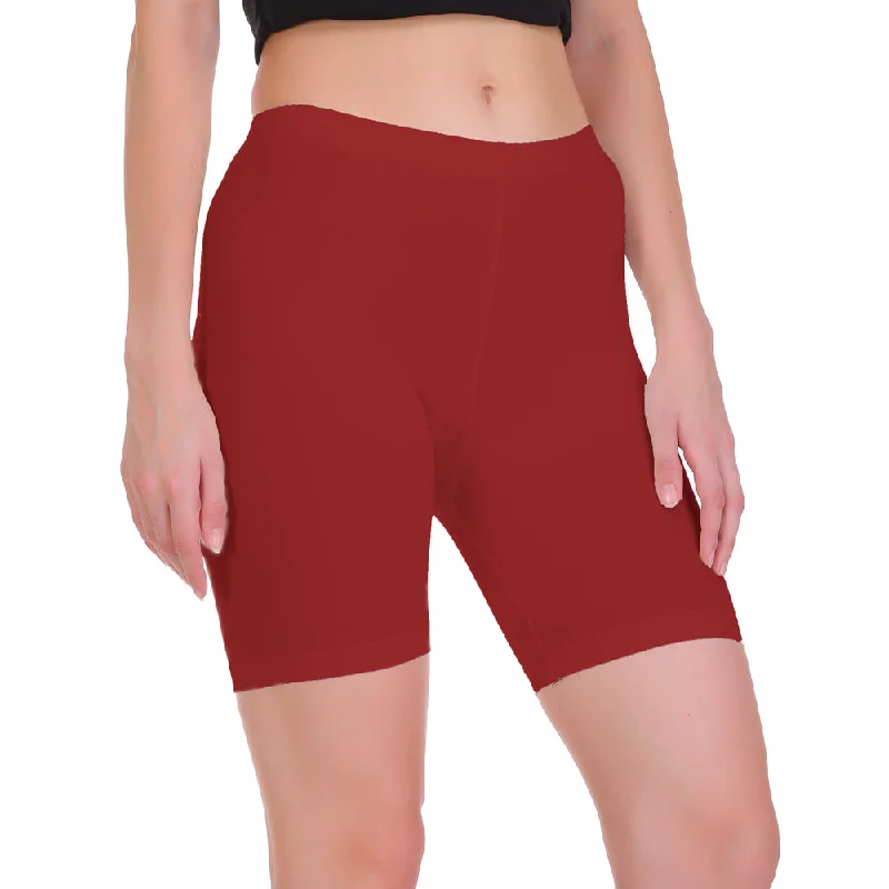 T.T. Pearl Women 100% Cotton Multipurpose Shorts Pack Of 2 Maroon & C. Brown