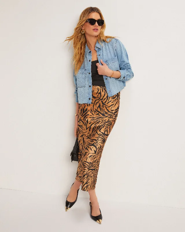 Tahiti Animal Print Midi Skirt