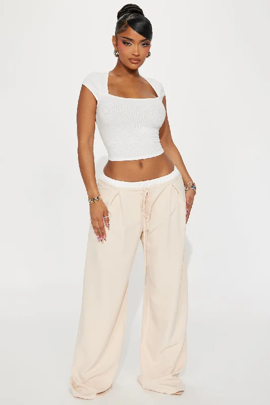 Take My Number Double Waistband Trouser - Stone