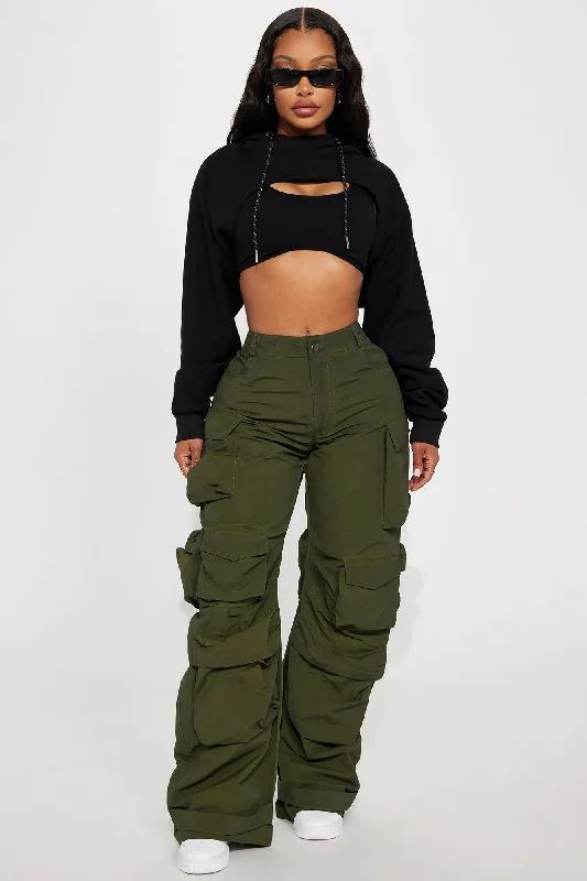 Talk It Up Oversized Cargo Pant - Olive