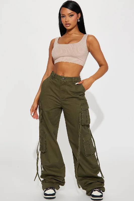 Tall Golden Hour Wide Leg Cargo Pant - Olive